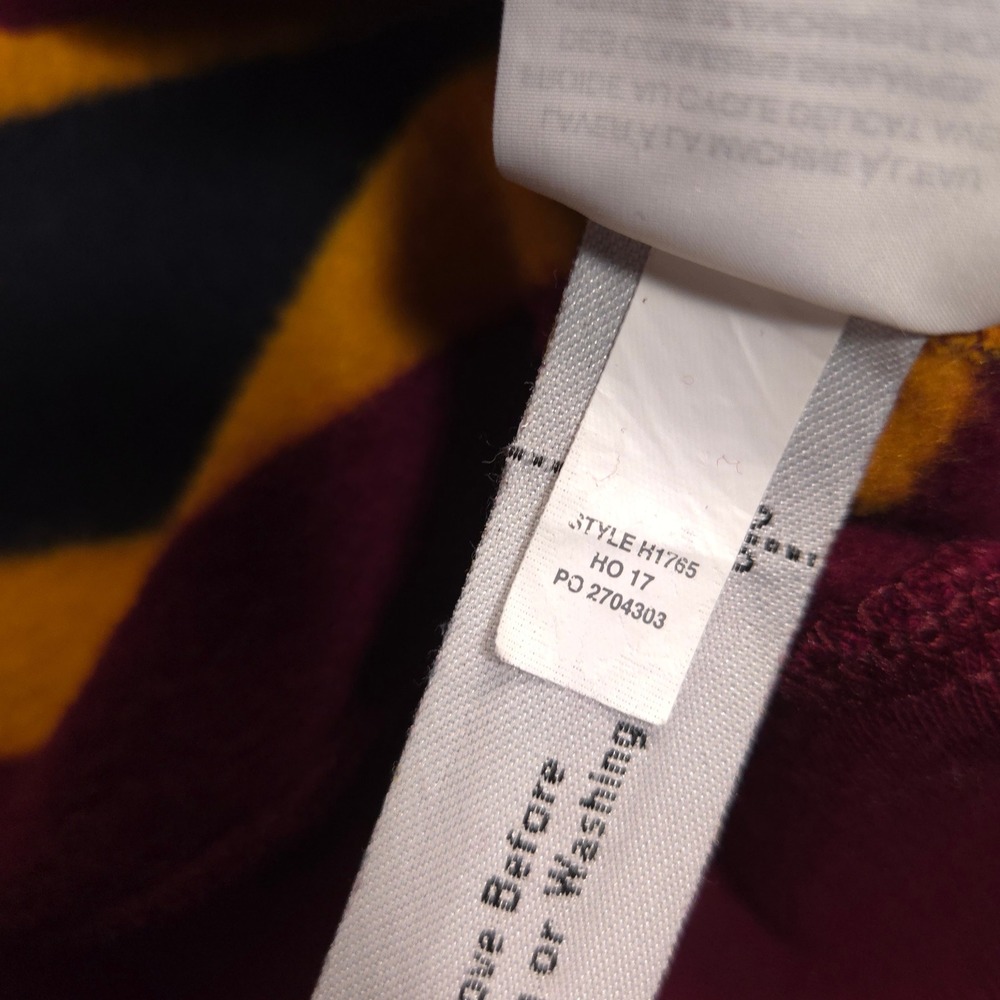 J Crew Vintage Fleece Sweatshirt Mens Large Burgundy Striped Crewneck Pullover - Picture 8 of 8